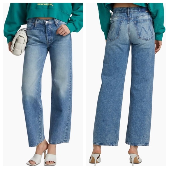 Mother Lil The Dodger Sneak High-Rise Wide-Leg Jeans in Wipeout27 NWT
